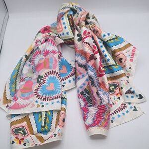 Bimba Y Lola Signature Large Colorful Patterned Flowers And Birds Square Scarf